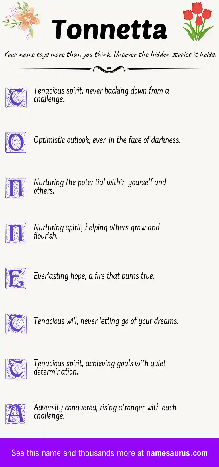 Acrostic poem about Tonnetta.