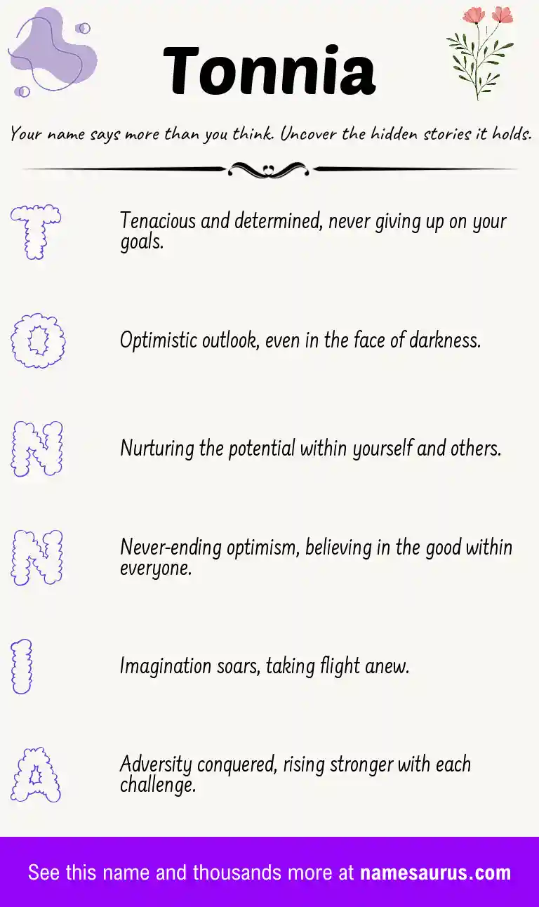 Acrostic poem about Tonnia.