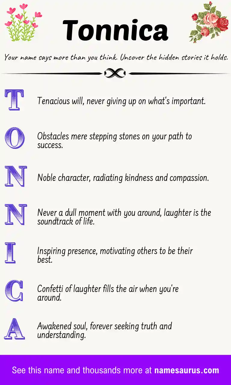 Acrostic poem about Tonnica.