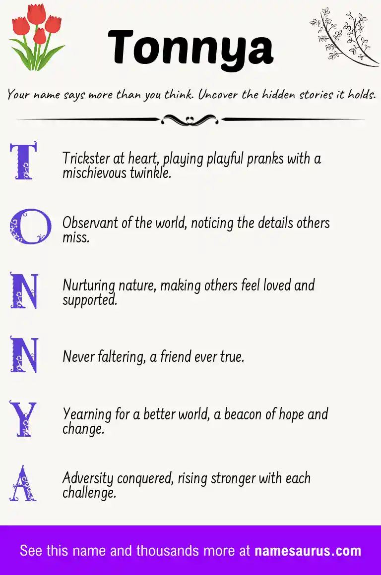 Acrostic poem about Tonnya.