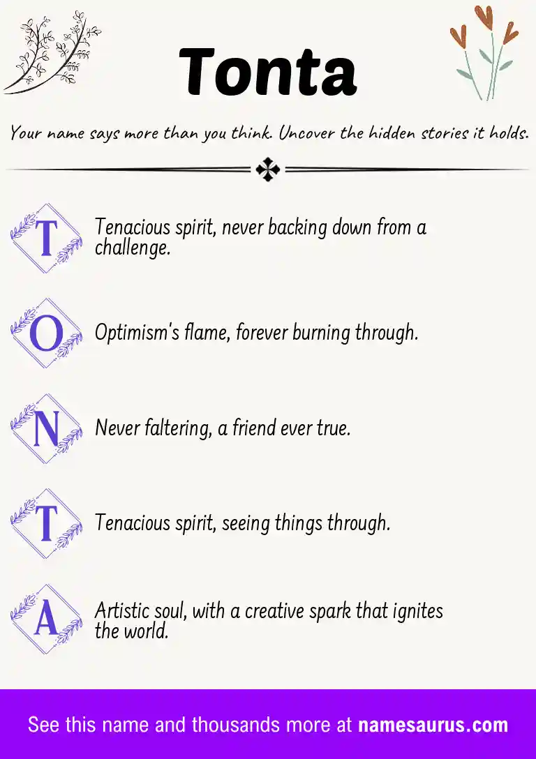 Acrostic poem about Tonta.