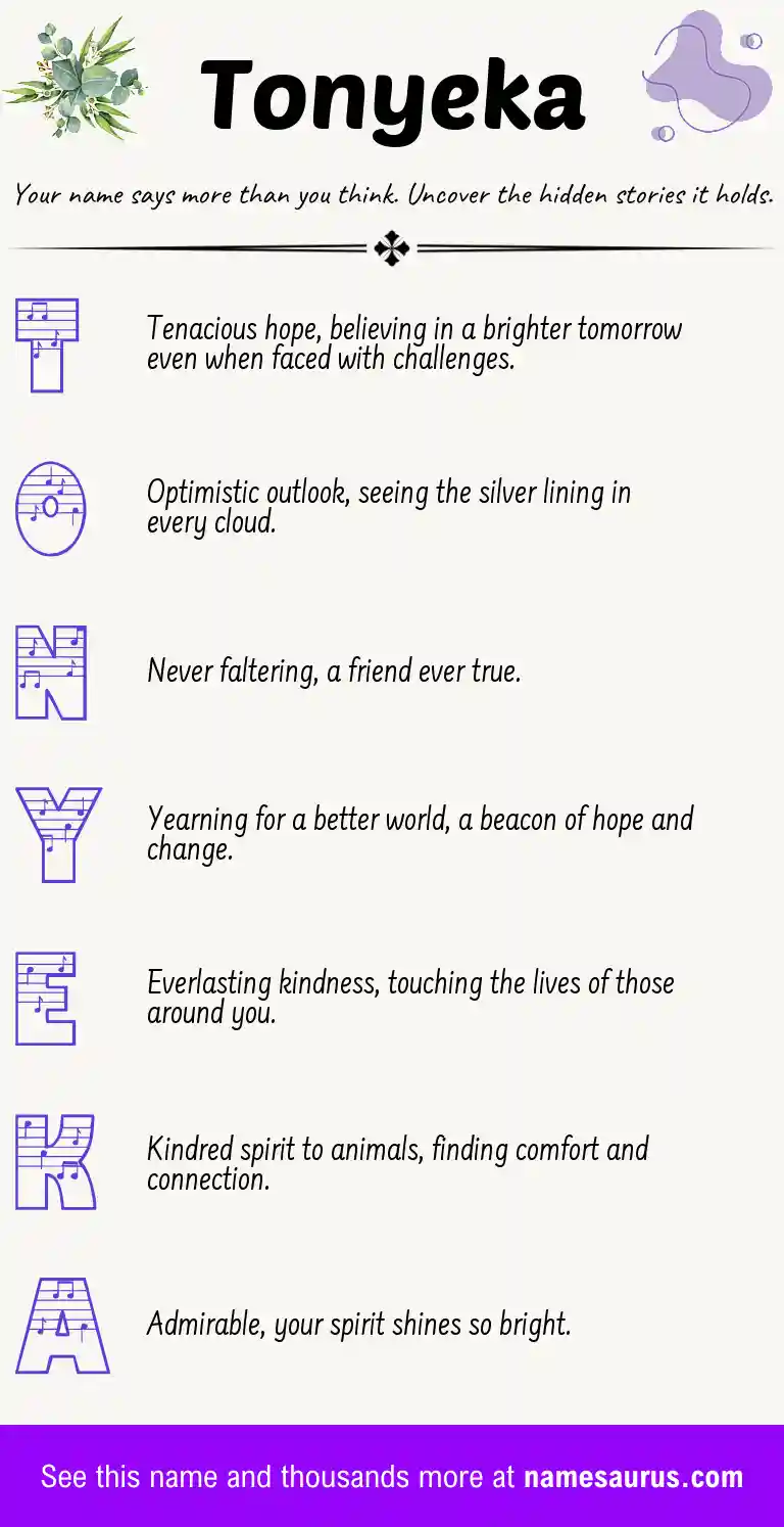 Acrostic poem about Tonyeka.