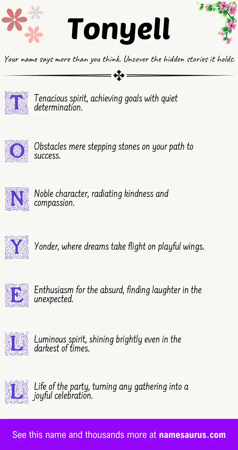 Acrostic poem about Tonyell.