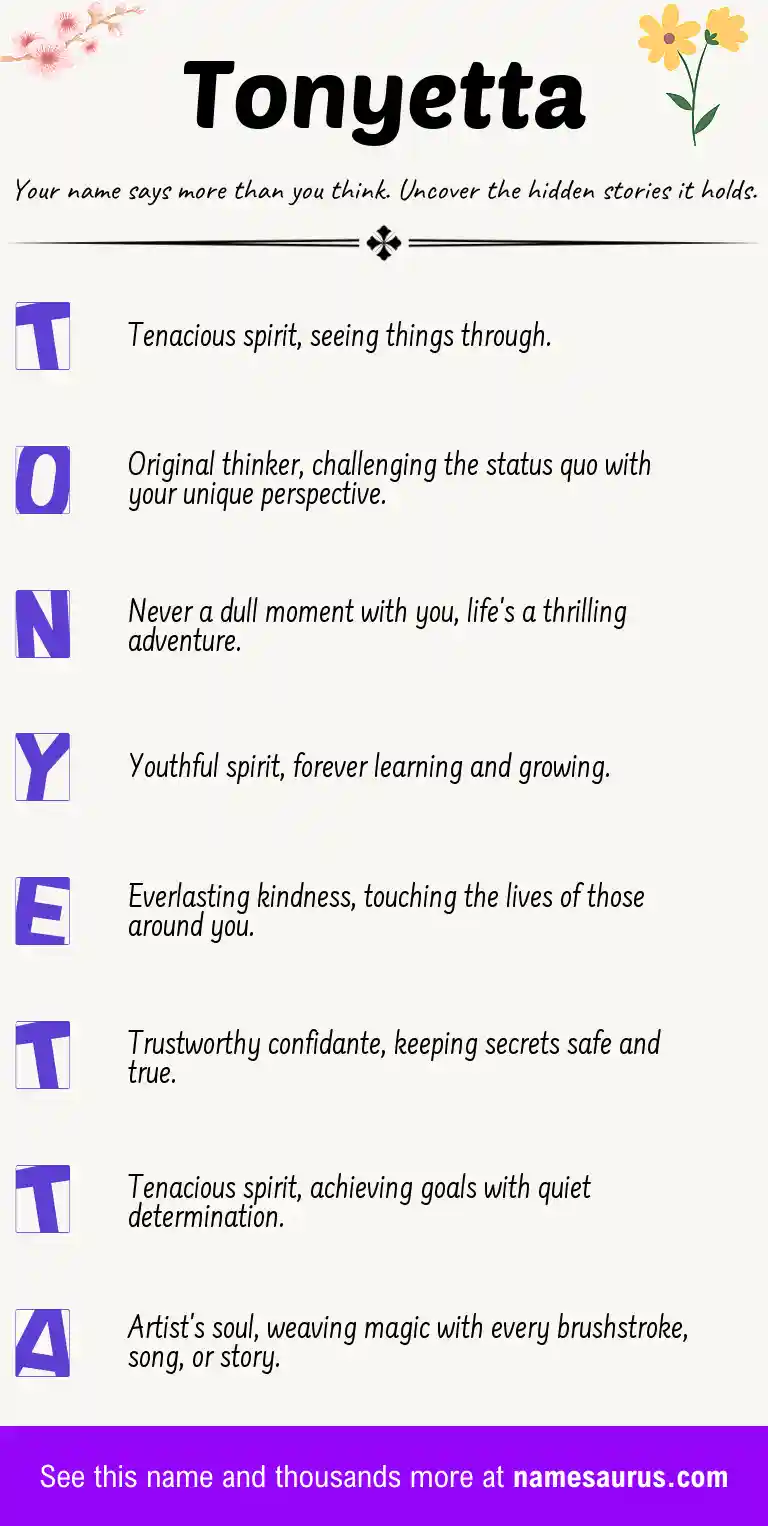 Acrostic poem about Tonyetta.