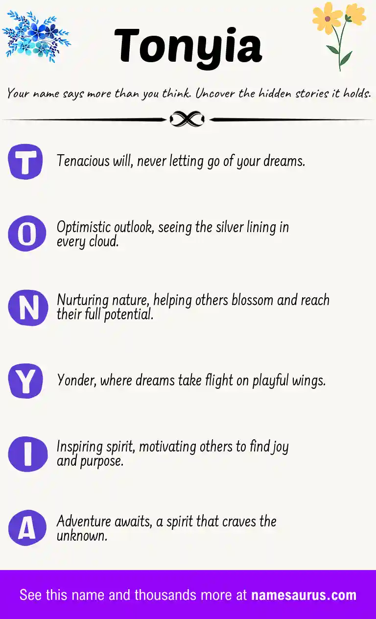 Acrostic poem about Tonyia.