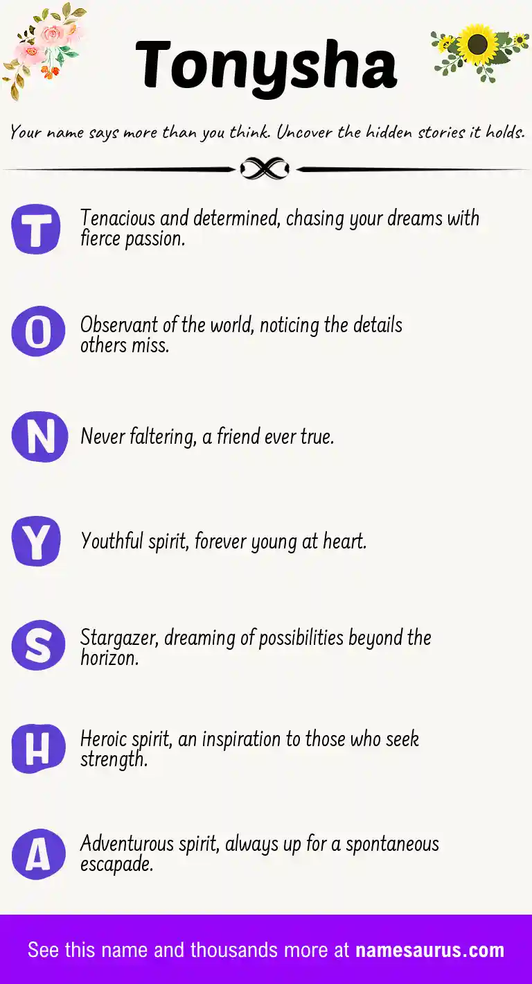 Acrostic poem about Tonysha.