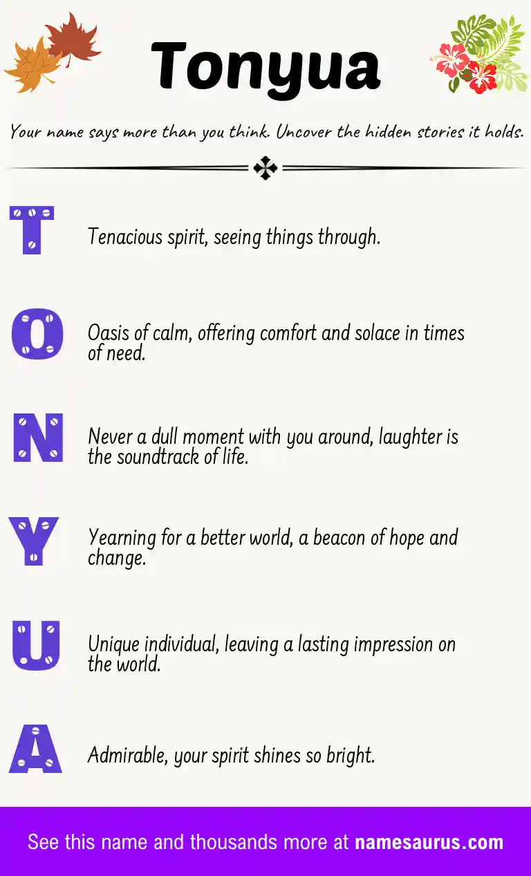 Acrostic poem about Tonyua.