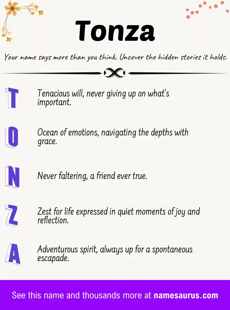 Acrostic poem about Tonza.