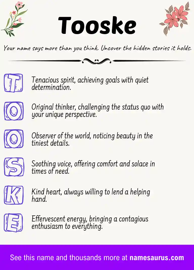 Acrostic poem about Tooske.