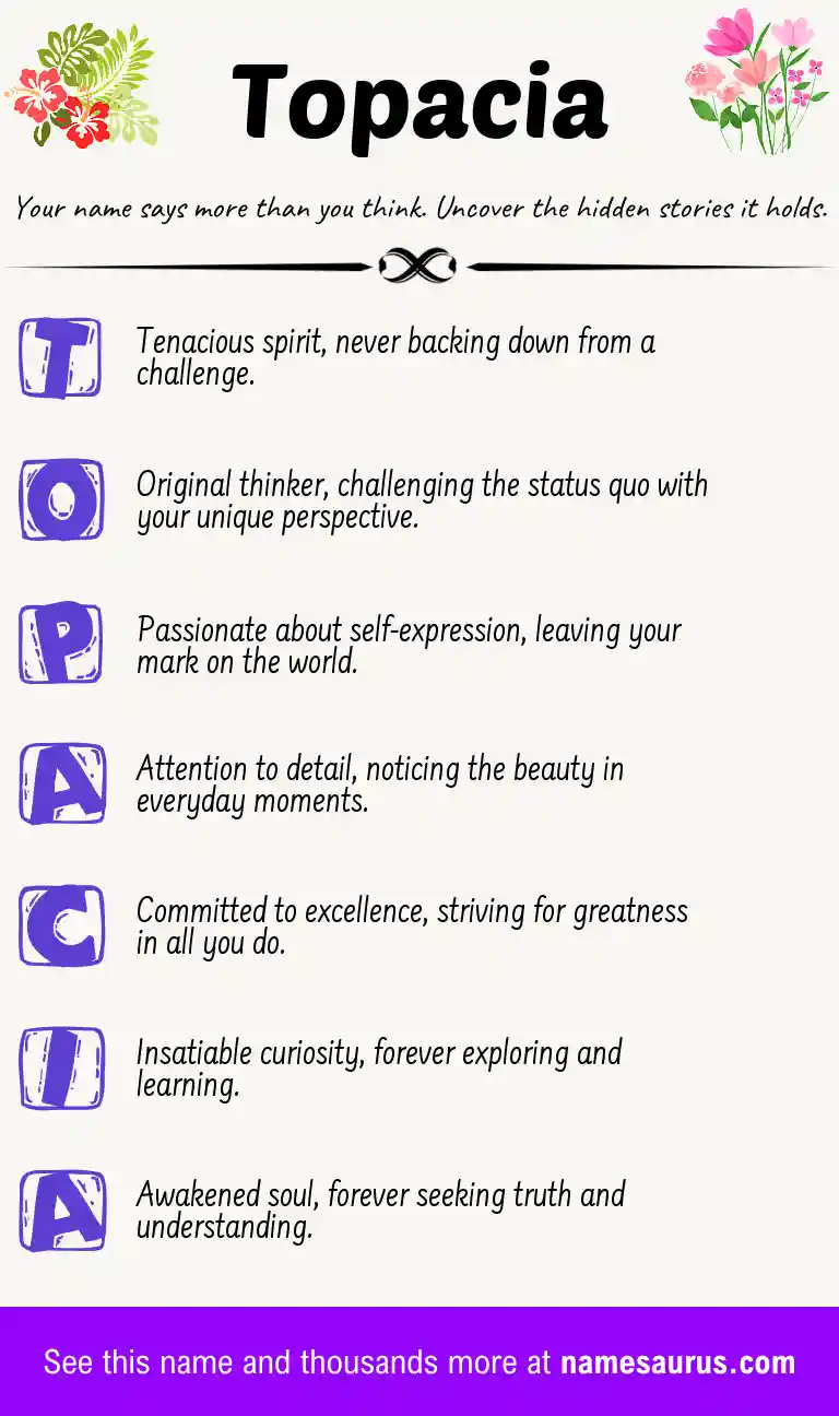 Acrostic poem about Topacia.
