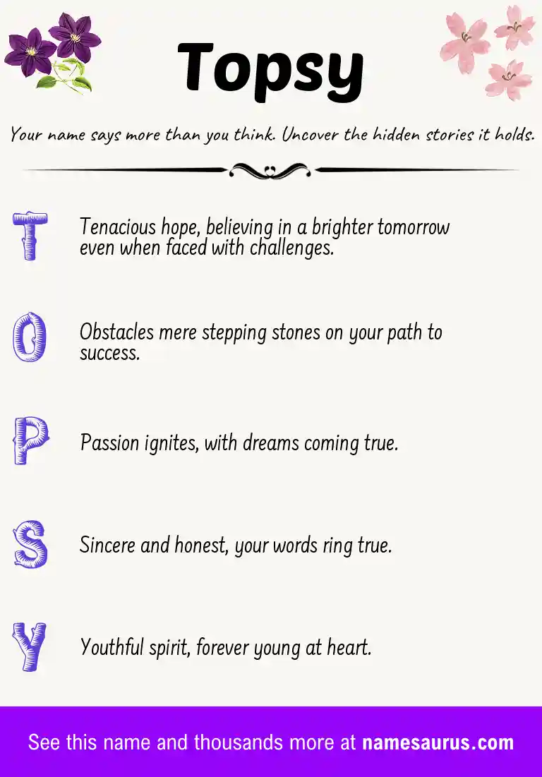 Acrostic poem about Topsy.