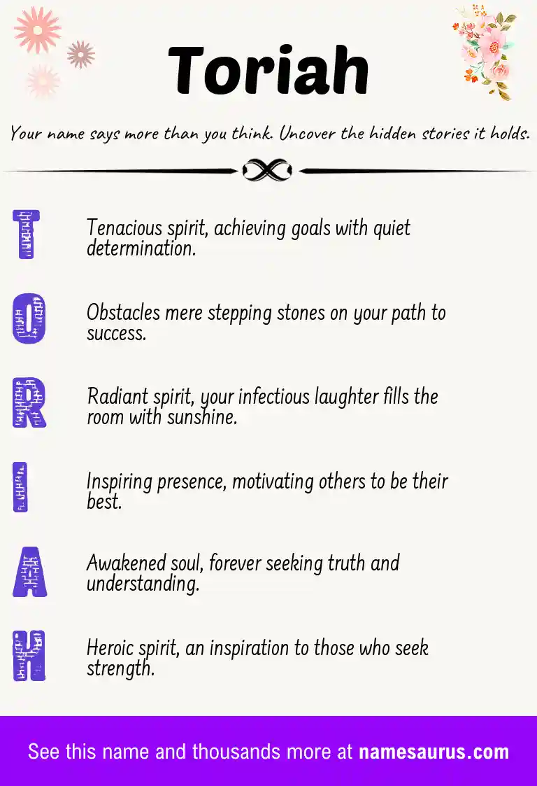 Acrostic poem about Toriah.