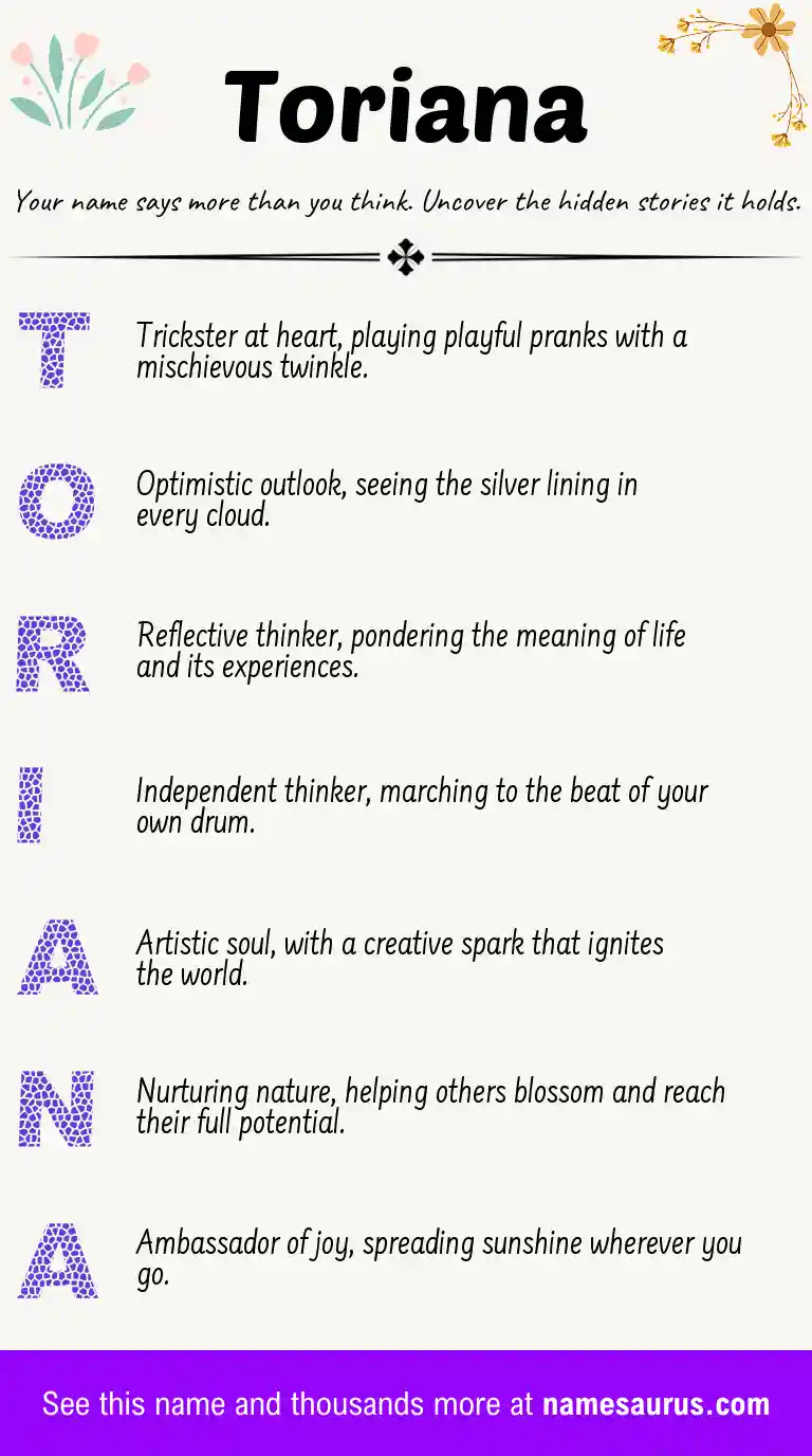 Acrostic poem about Toriana.