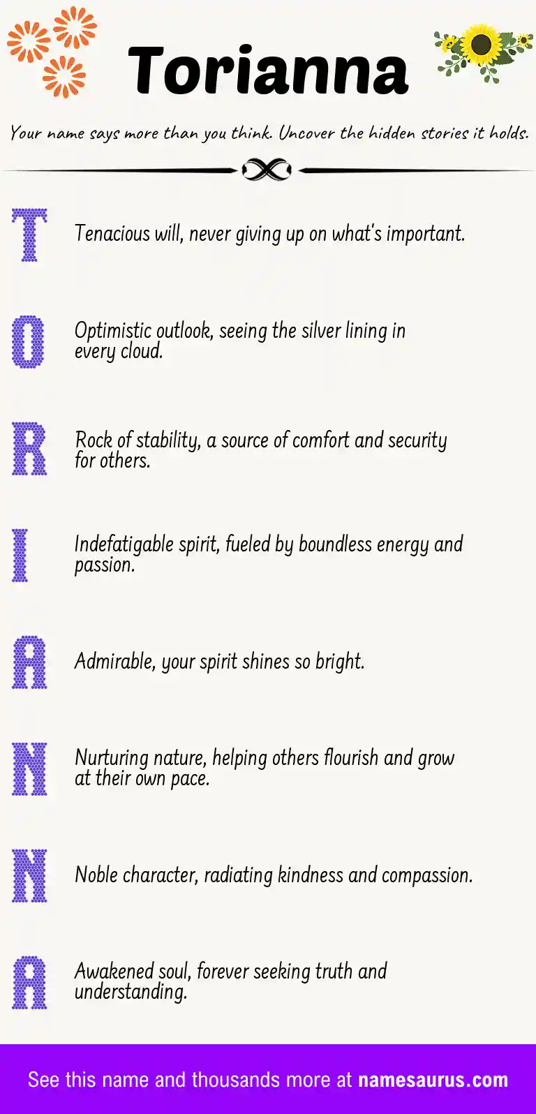 Acrostic poem about Torianna.