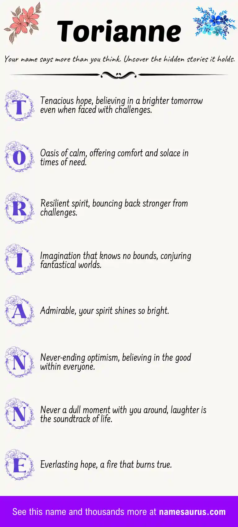 Acrostic poem about Torianne.