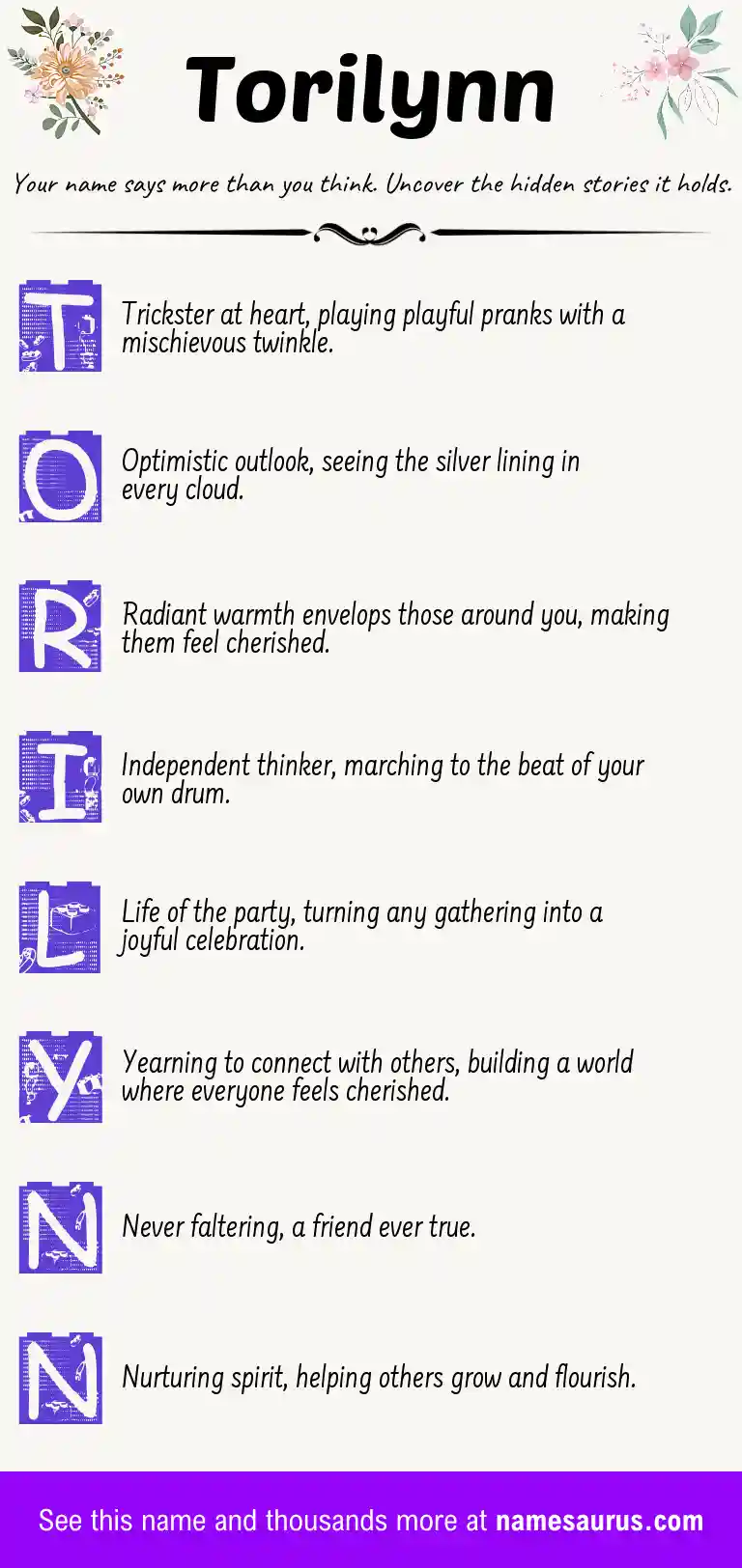 Acrostic poem about Torilynn.
