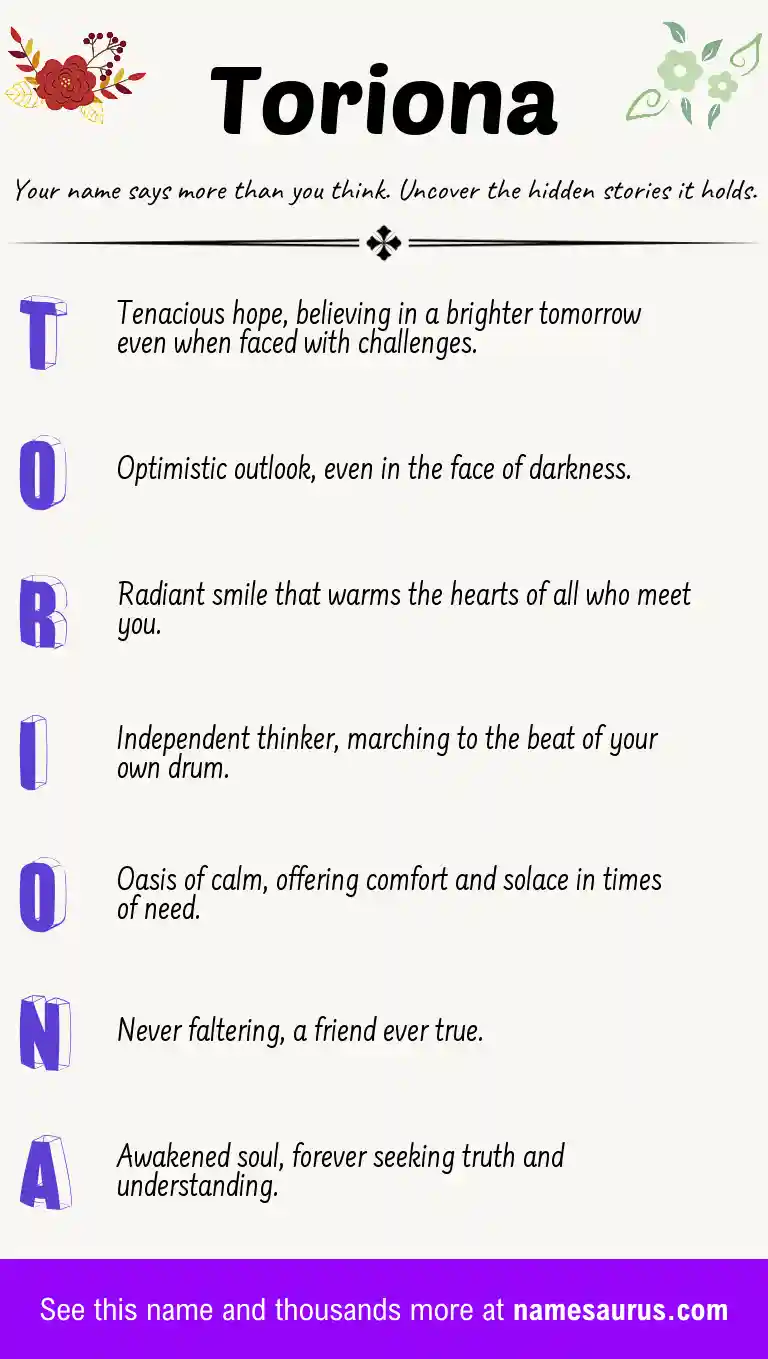 Acrostic poem about Toriona.