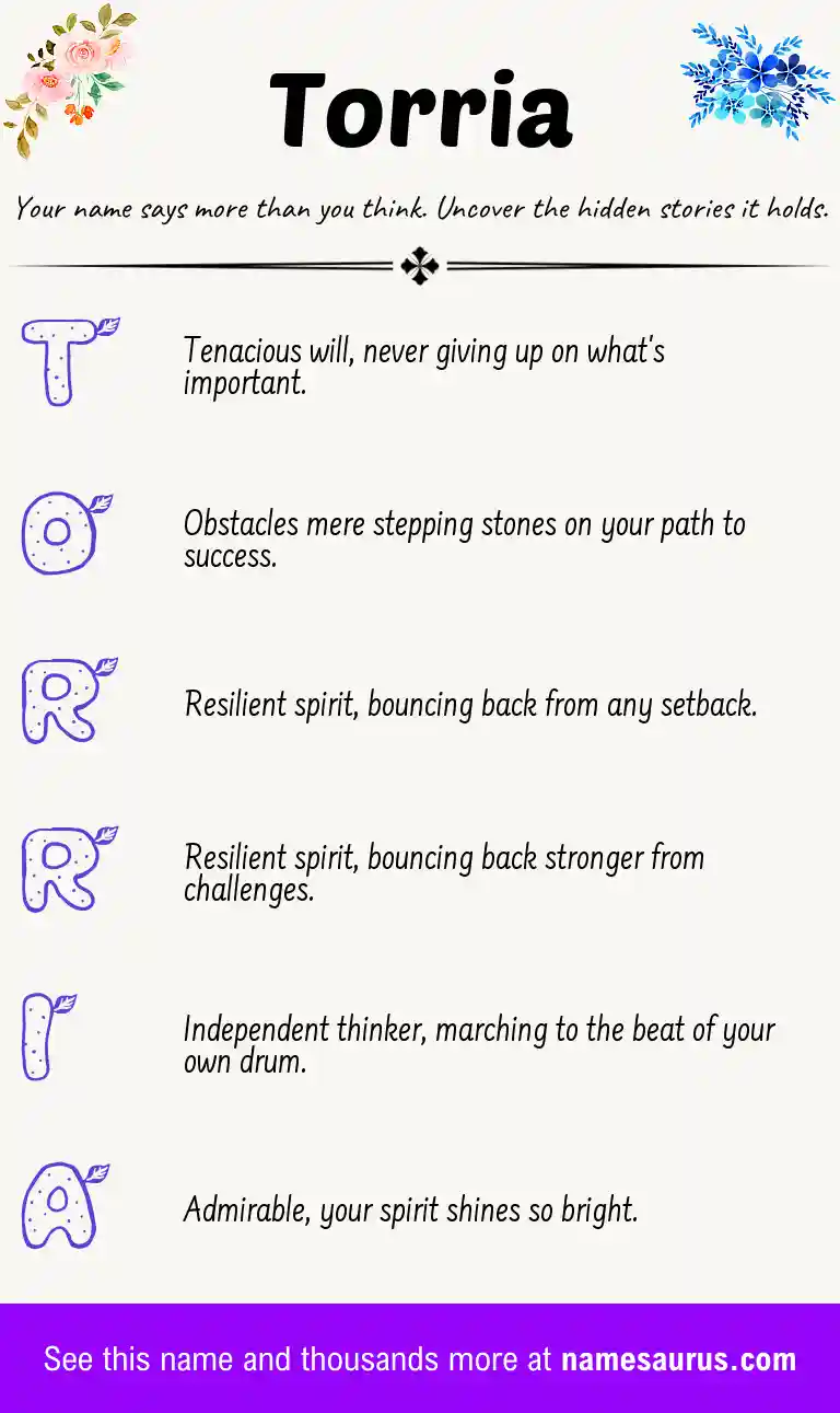 Acrostic poem about Torria.