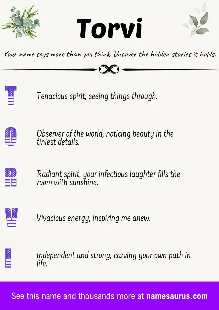 Acrostic poem about Torvi.