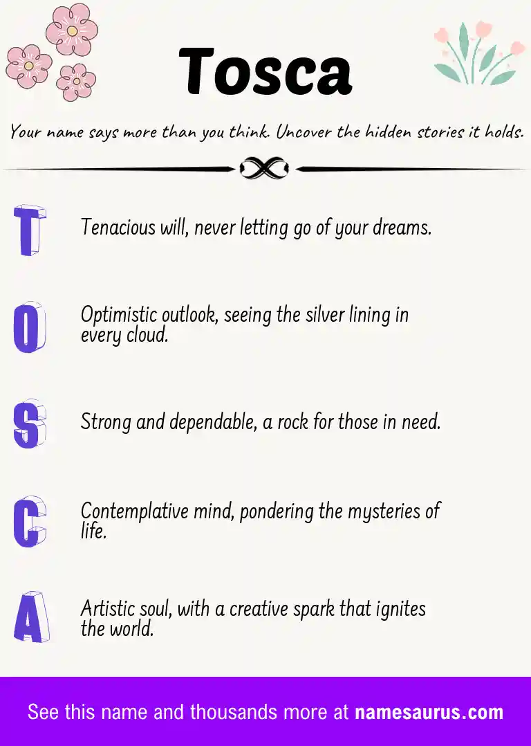 Acrostic poem about Tosca.