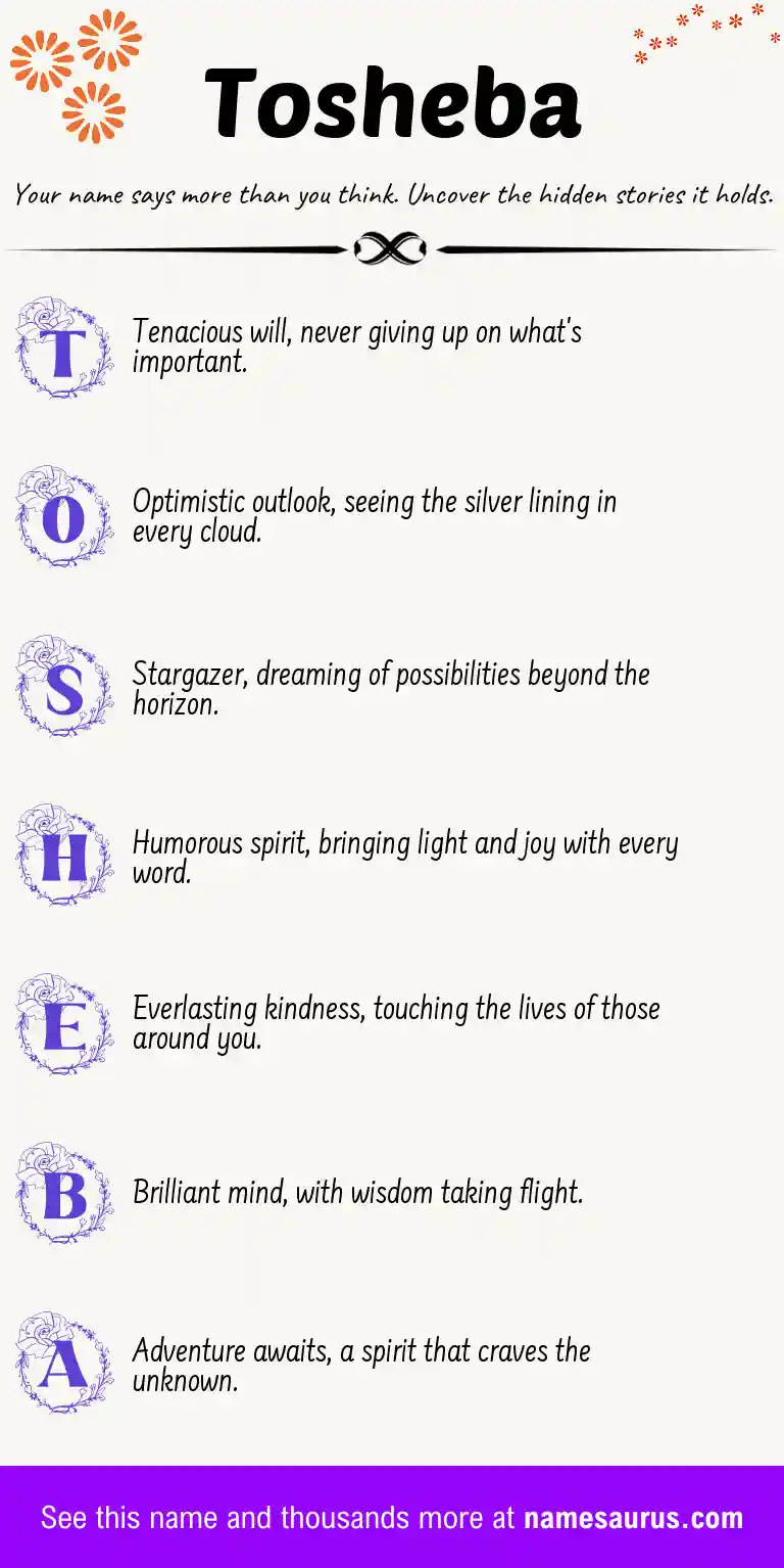 Acrostic poem about Tosheba.