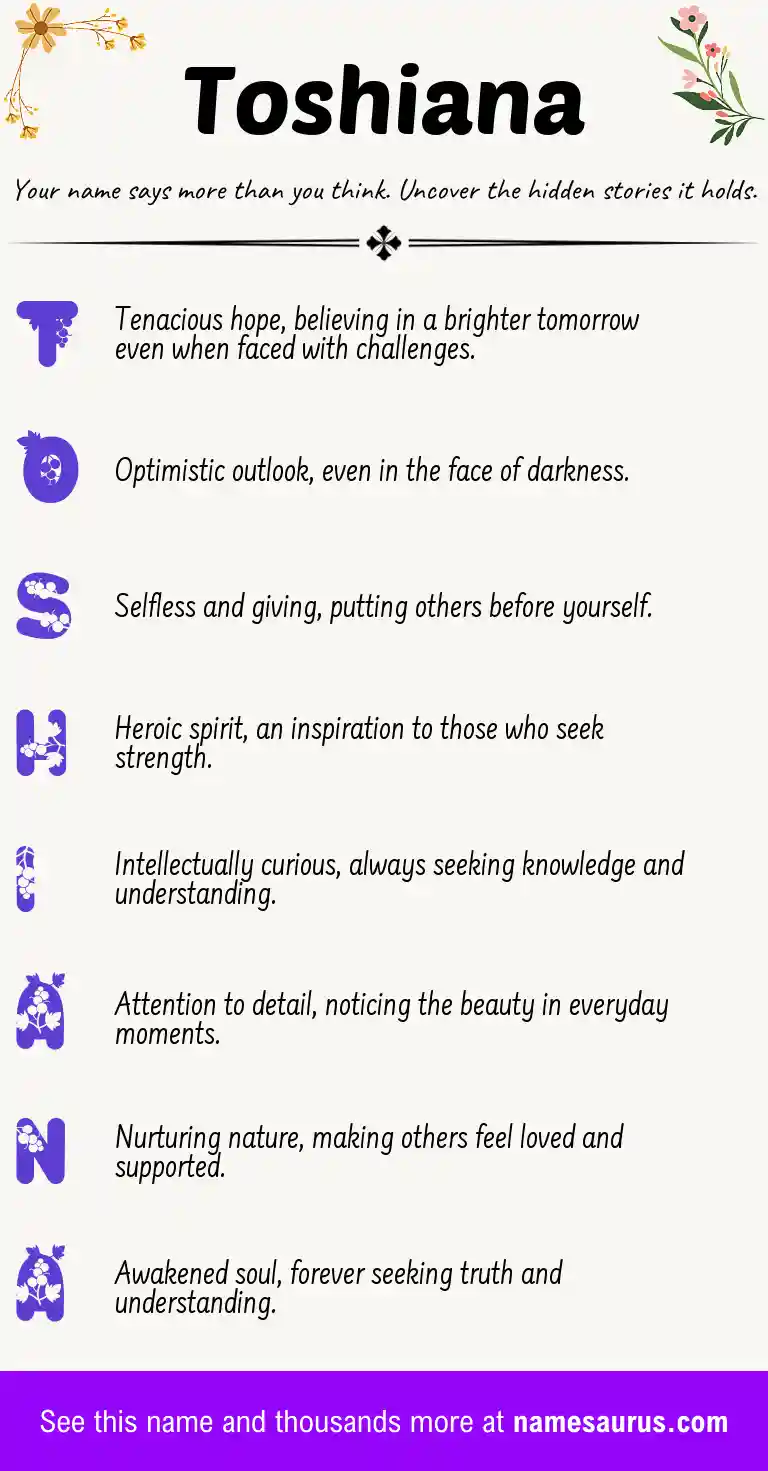 Acrostic poem about Toshiana.