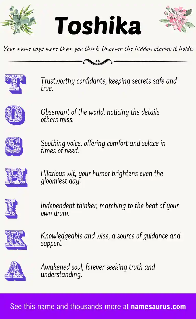 Acrostic poem about Toshika.