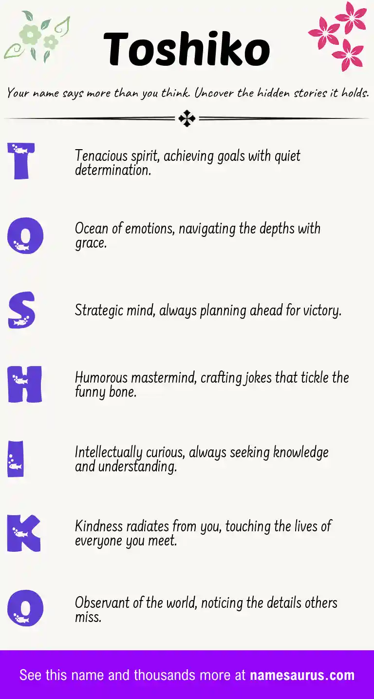 Acrostic poem about Toshiko.