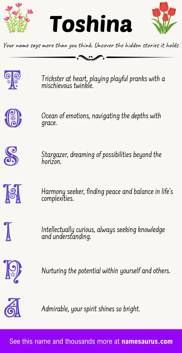 Acrostic poem about Toshina.