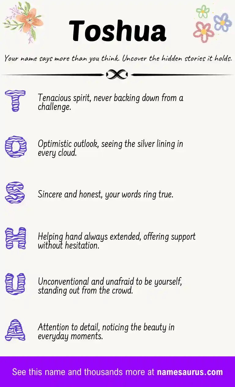 Acrostic poem about Toshua.