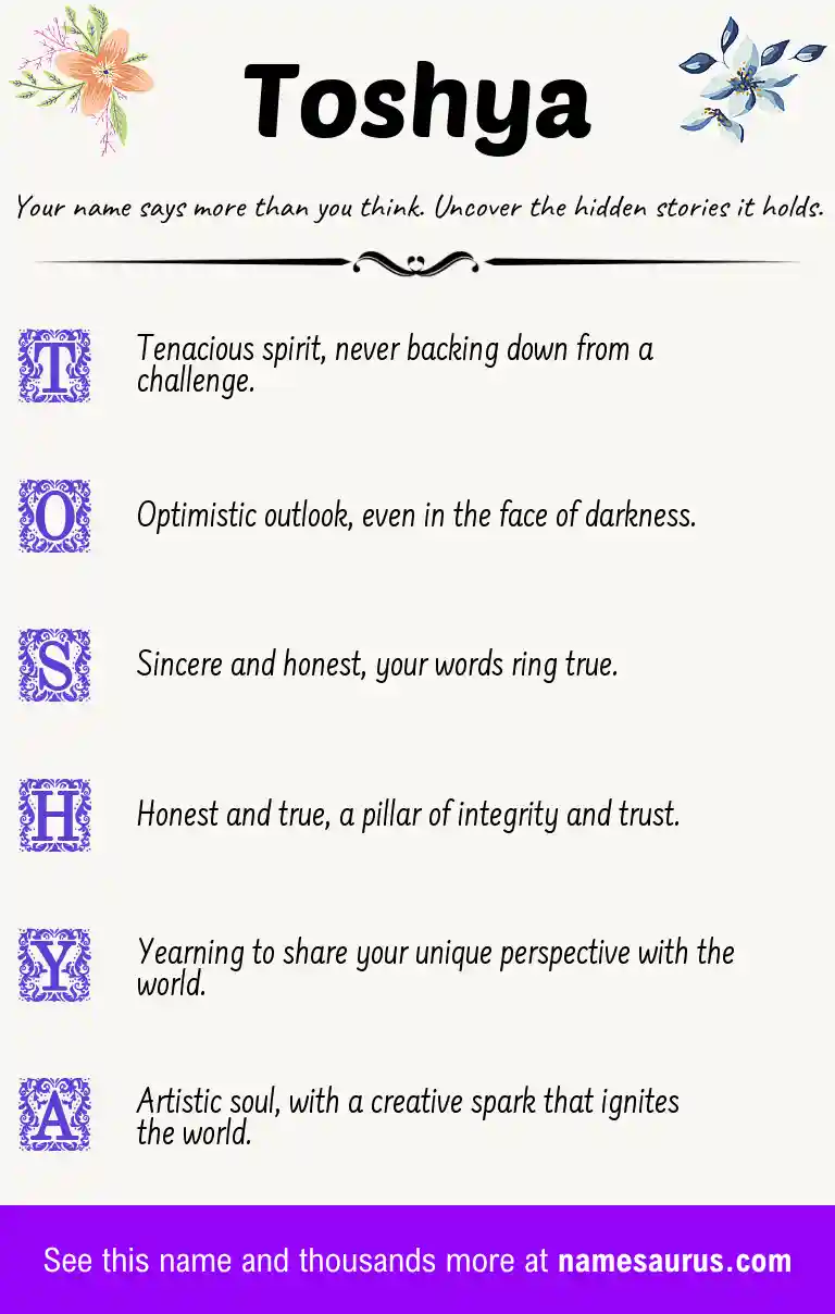 Acrostic poem about Toshya.