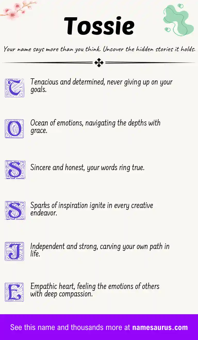 Acrostic poem about Tossie.