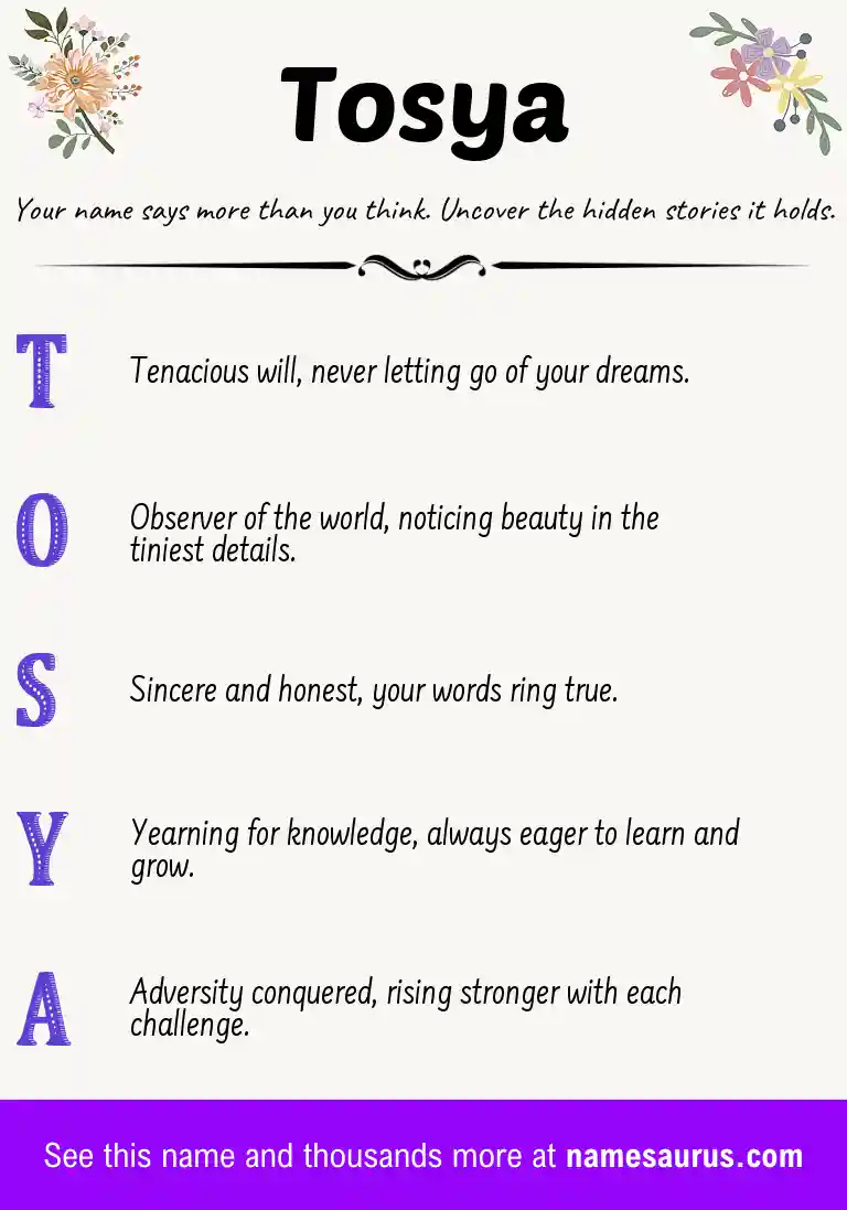 Acrostic poem about Tosya.