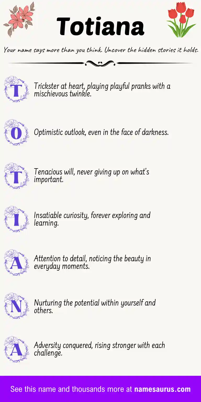 Acrostic poem about Totiana.