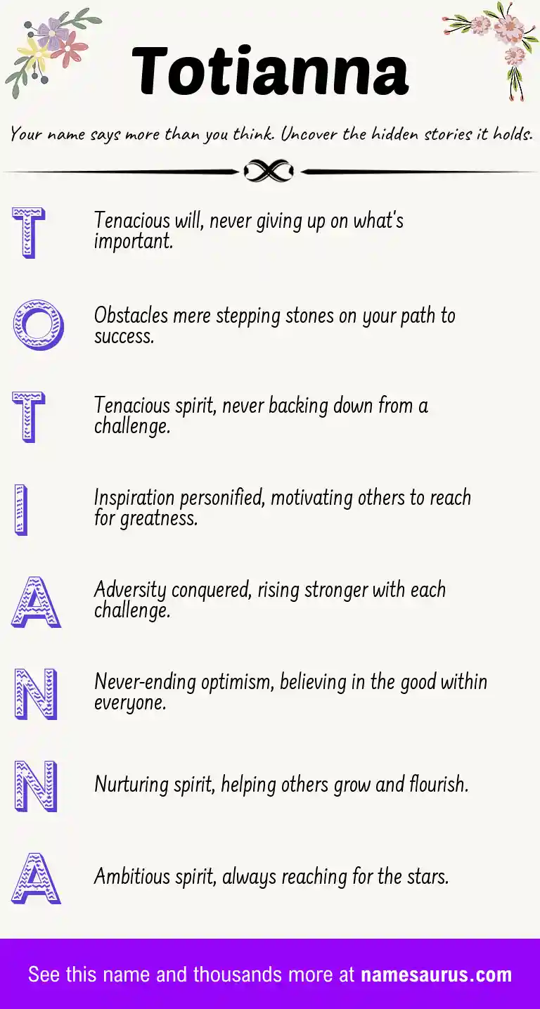 Acrostic poem about Totianna.
