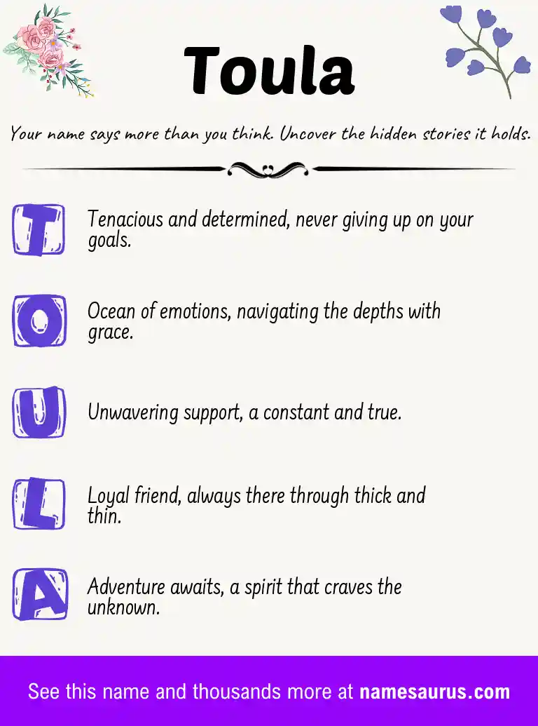 Acrostic poem about Toula.