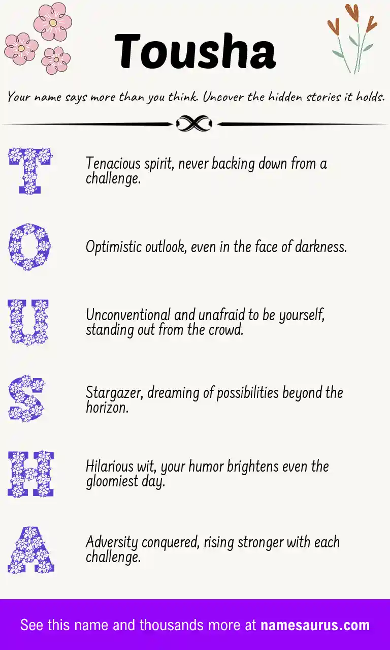 Acrostic poem about Tousha.