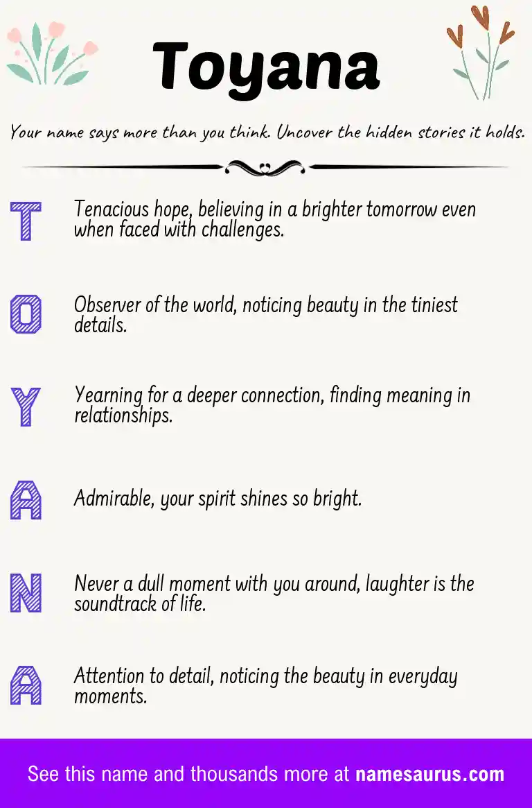 Acrostic poem about Toyana.