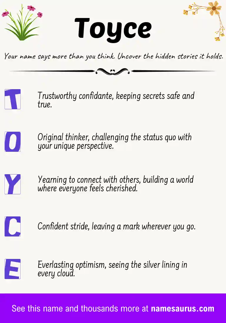 Acrostic poem about Toyce.