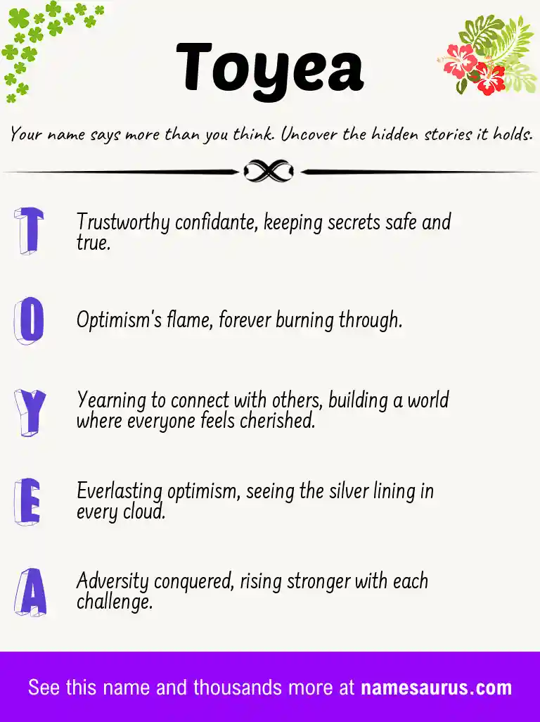 Acrostic poem about Toyea.