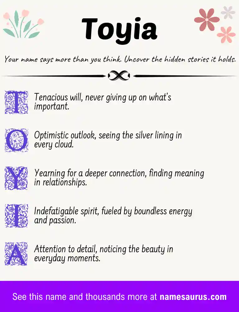 Acrostic poem about Toyia.