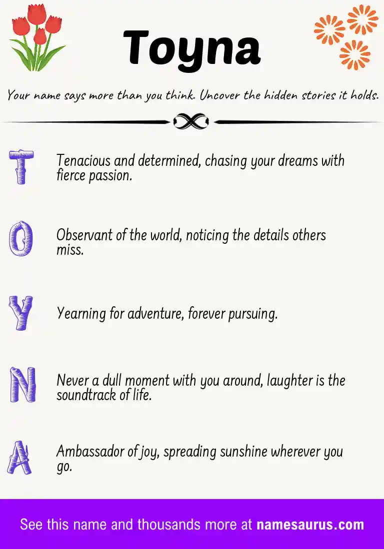 Acrostic poem about Toyna.
