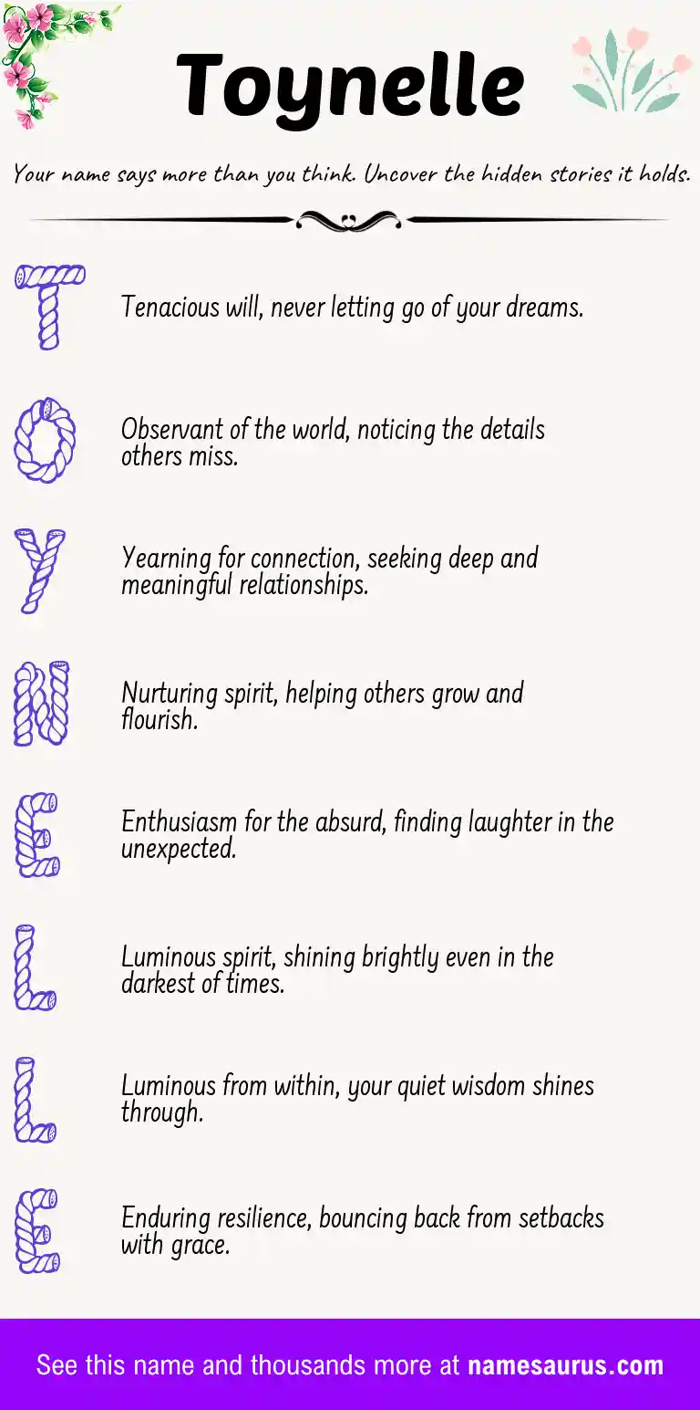Acrostic poem about Toynelle.