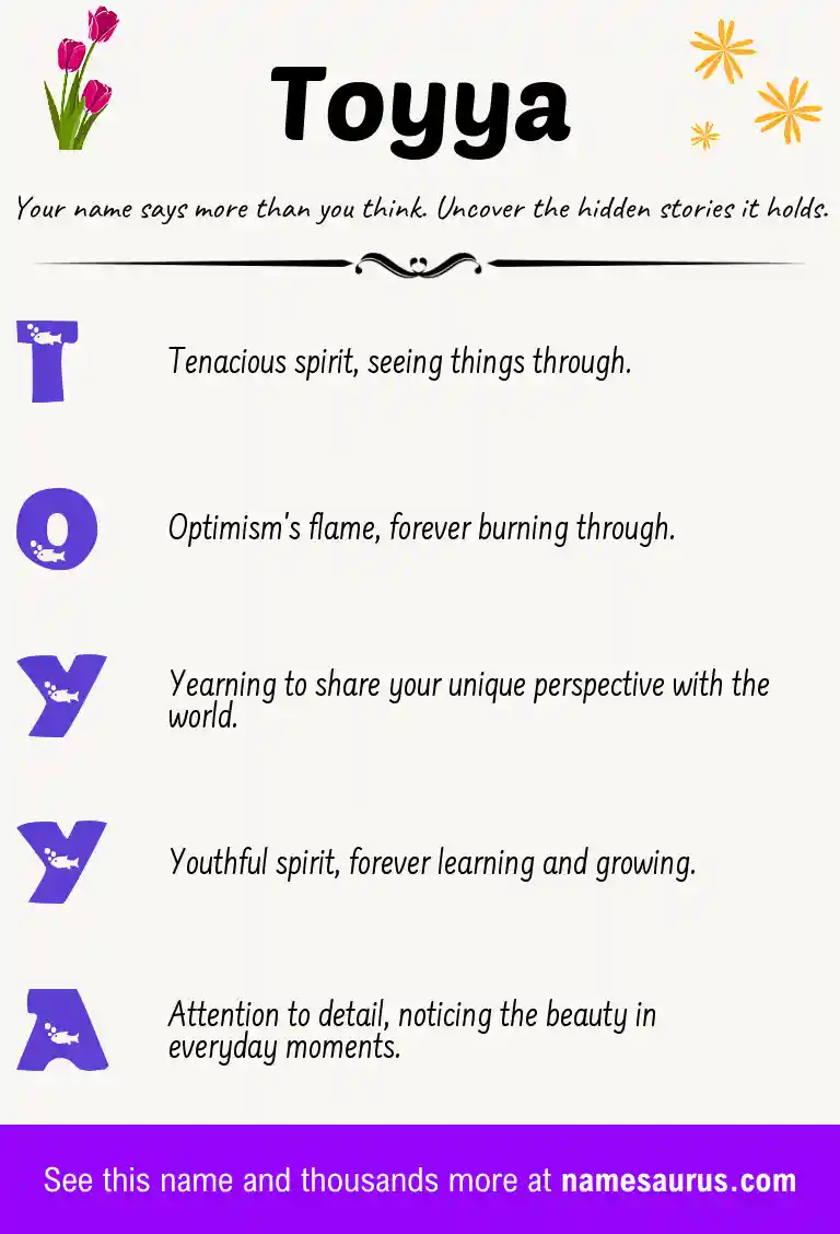 Acrostic poem about Toyya.