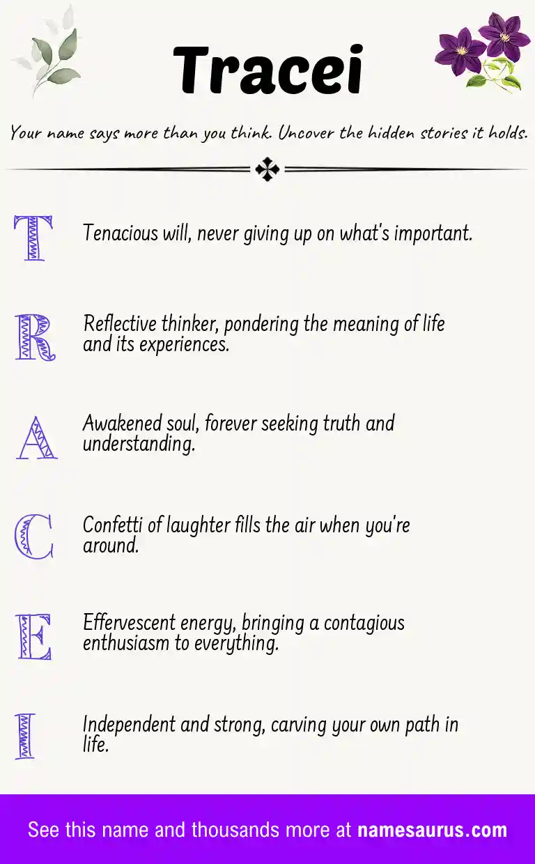 Acrostic poem about Tracei.