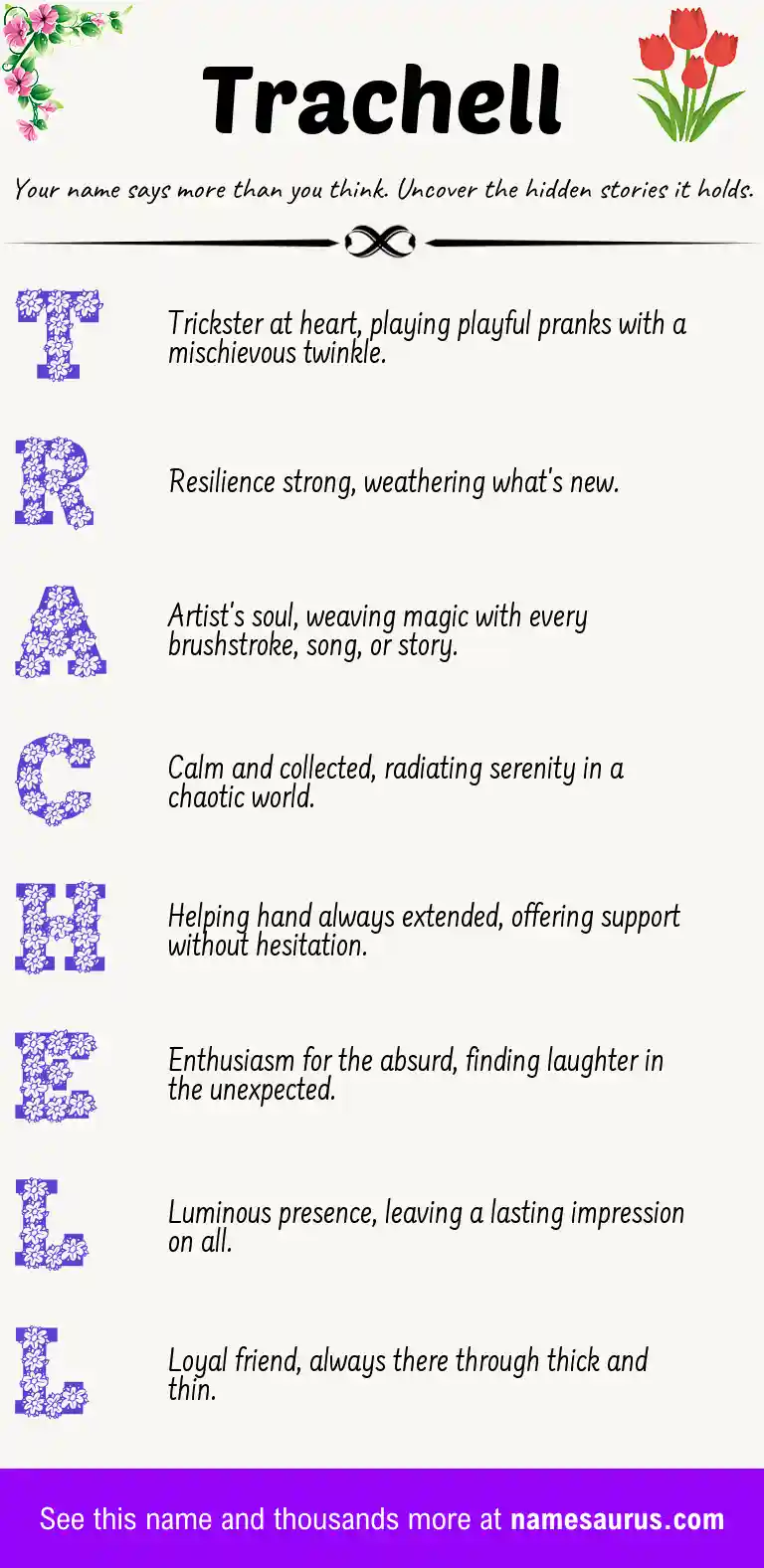 Acrostic poem about Trachell.