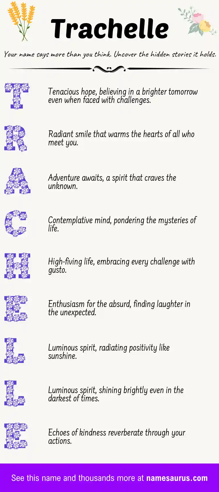 Acrostic poem about Trachelle.