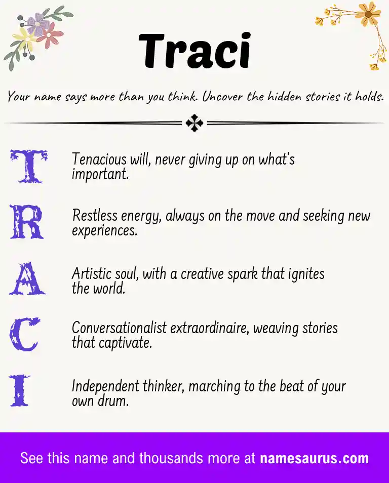 Acrostic poem about Traci.
