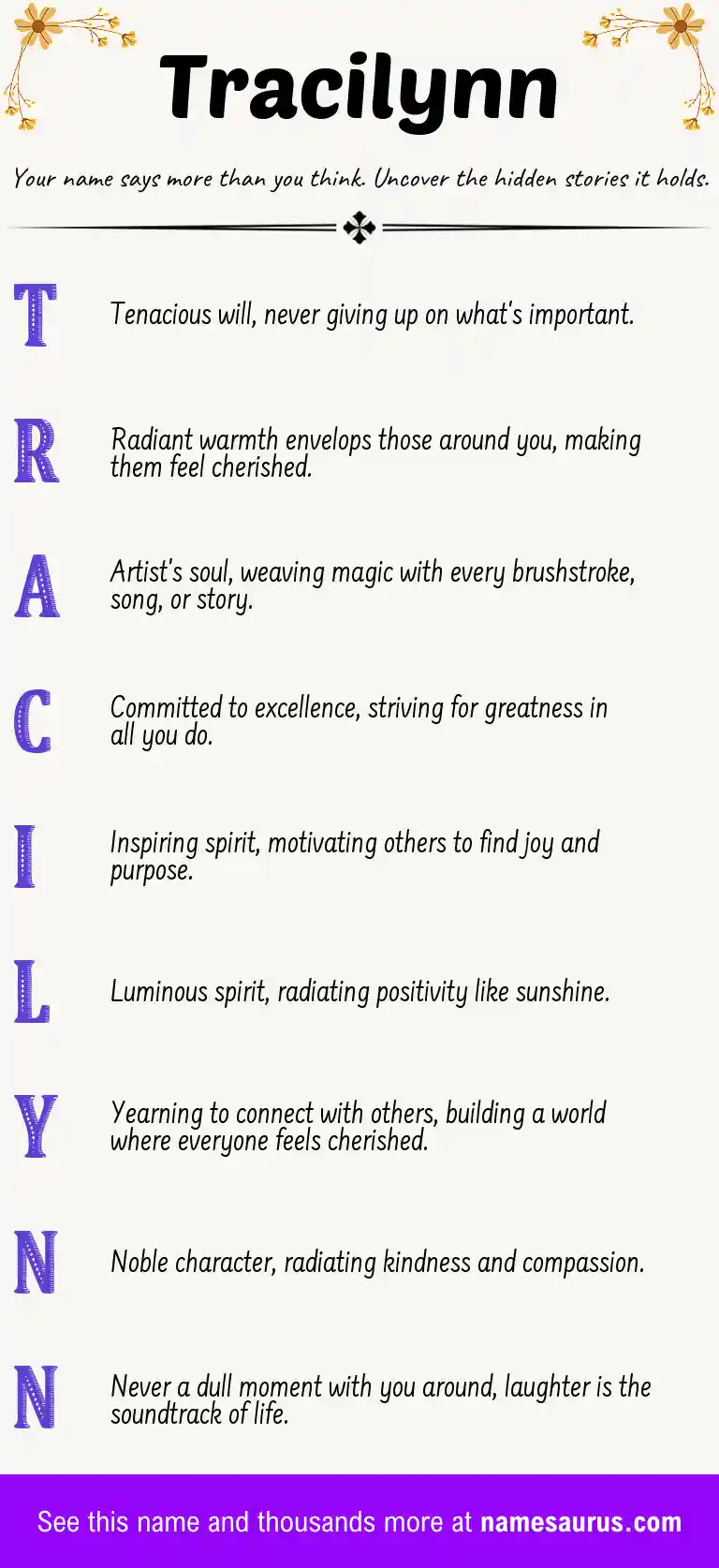 Acrostic poem about Tracilynn.