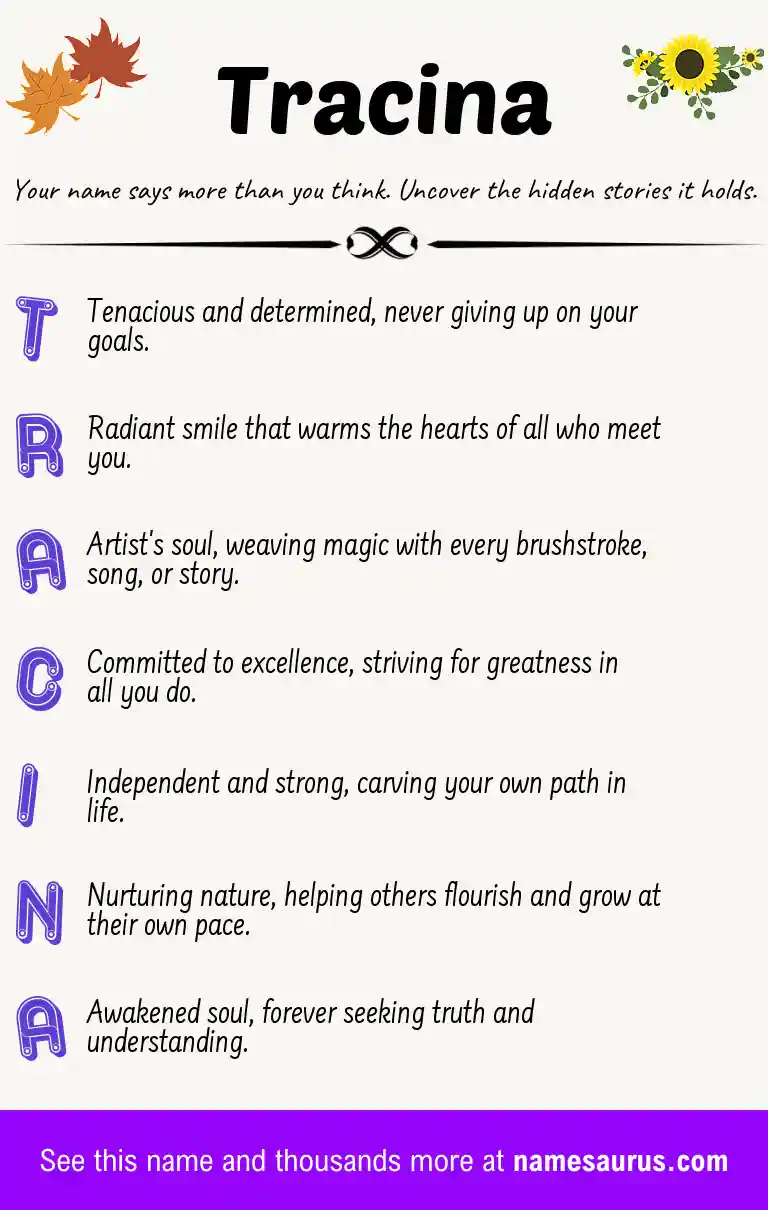 Acrostic poem about Tracina.